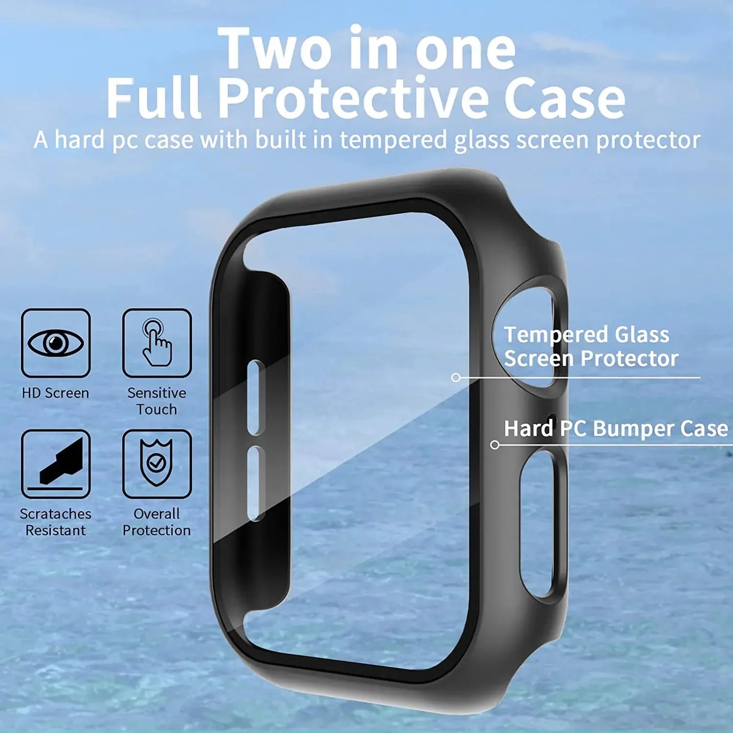 Tempered Glass+Cover for Apple Watch 11 10 9 8 7 46Mm 42Mm PC Bumper Screen Protector Case Iwatch Series 7 6 5 4 SE3 44 40 45Mm