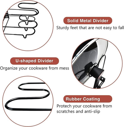 (5 Pack)  Pot Organizer Rack 8 Tiers Pots and Pans Organizer, Pot Lid Organizer for Kitchen Cabinet Cookware Organizers and Storage,Upgraded