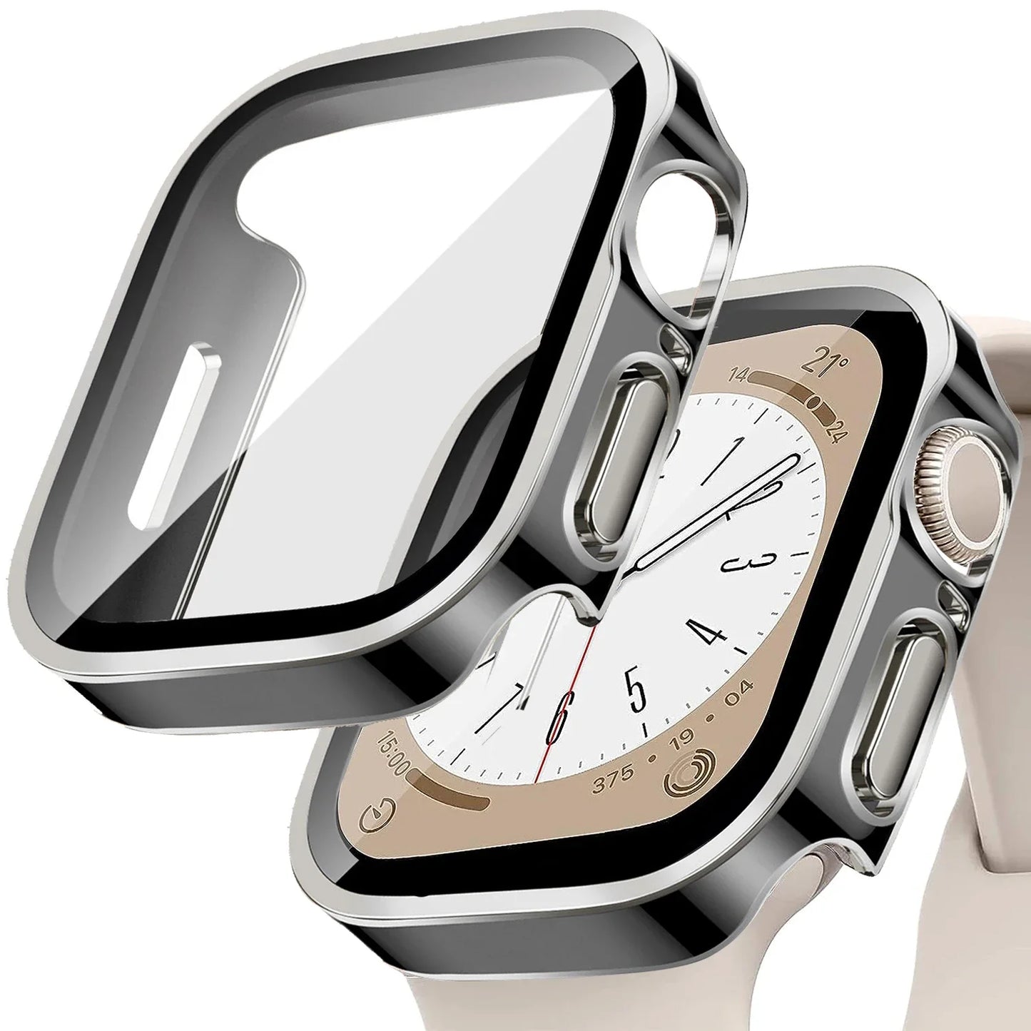 Tempered Glass+Cover for Apple Watch 11 10 9 8 7 46Mm 42Mm PC Bumper Screen Protector Case Iwatch Series 7 6 5 4 SE3 44 40 45Mm